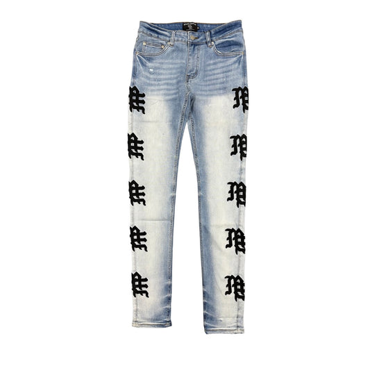 Mixed Emotion Monogram Light Blue Wash Denim