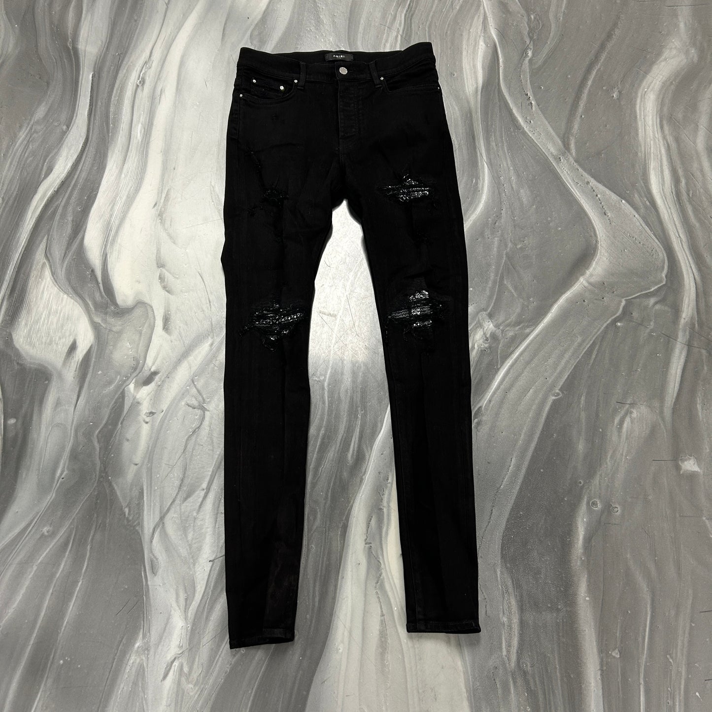 Amiri MX-1 Black Bandana Denim
