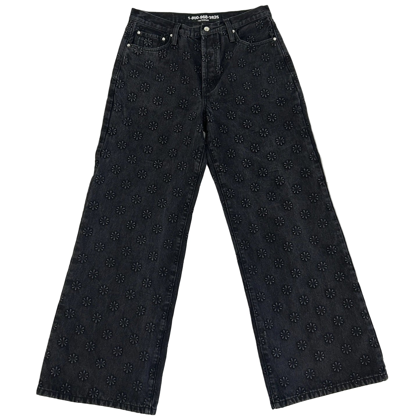 LostShdws Embossed Denim Pants Black