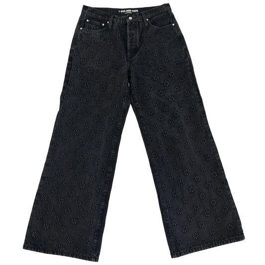 LostShdws Embossed Denim Pants Black
