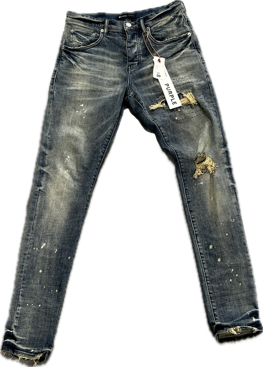 Purple Vintage Wash Ripped Jeans (USED)