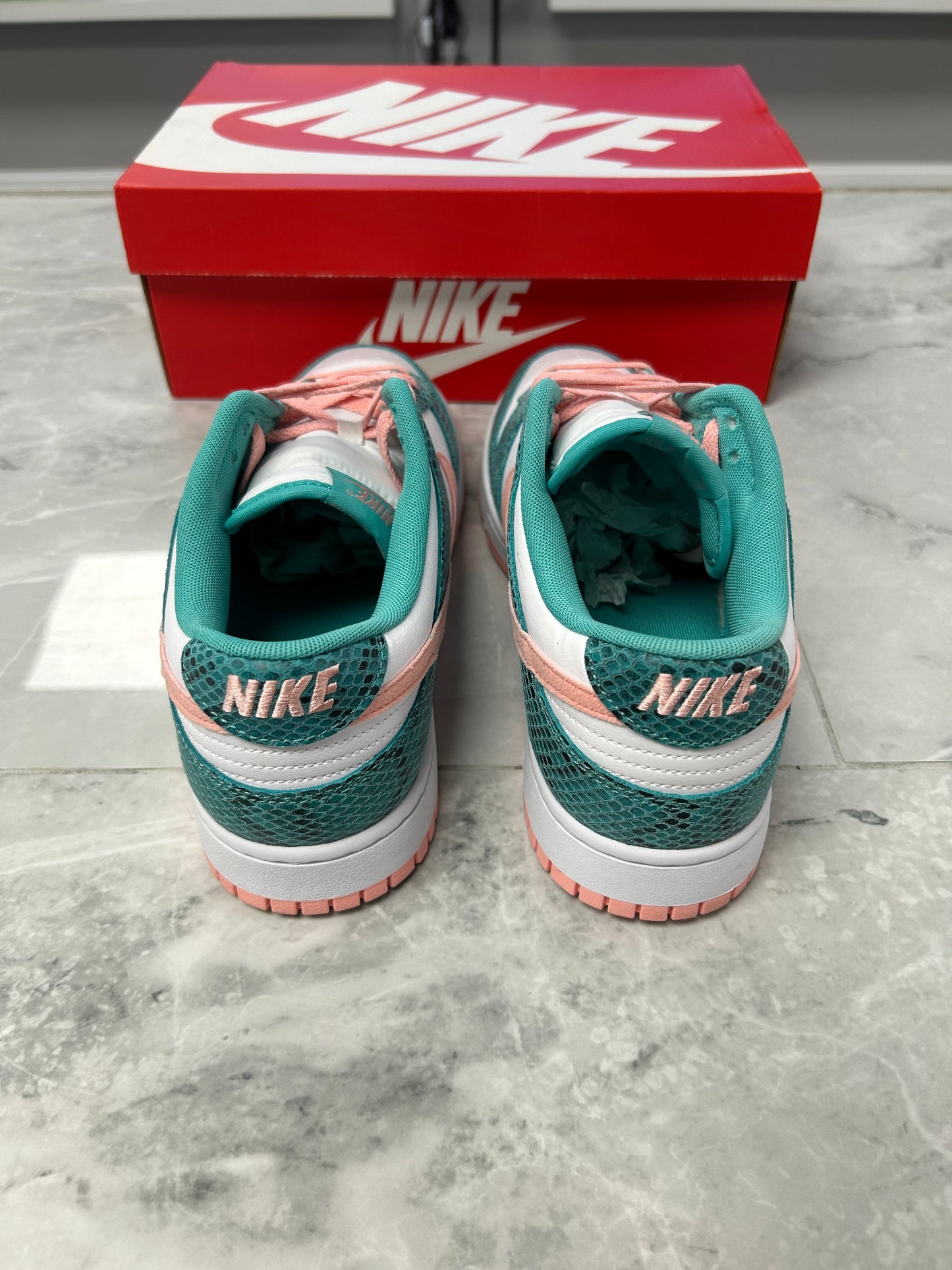 Nike Dunk Low Snakeskin Washed Teal Bleached Coral (USED)