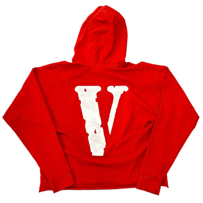 Vlone Black/White/Red Logo Cropped Hoodie