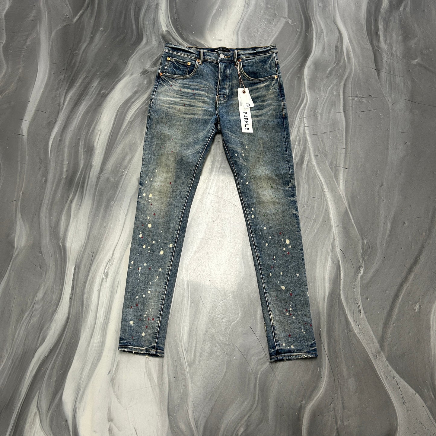 Purple P002 Paint Splatter Jeans