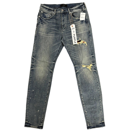 Purple Brand P001 Light Washed Plaid Patch Denim Jeans