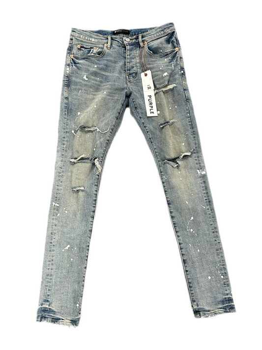 Purple Brand P001 Blue Ripped Splatter Jeans