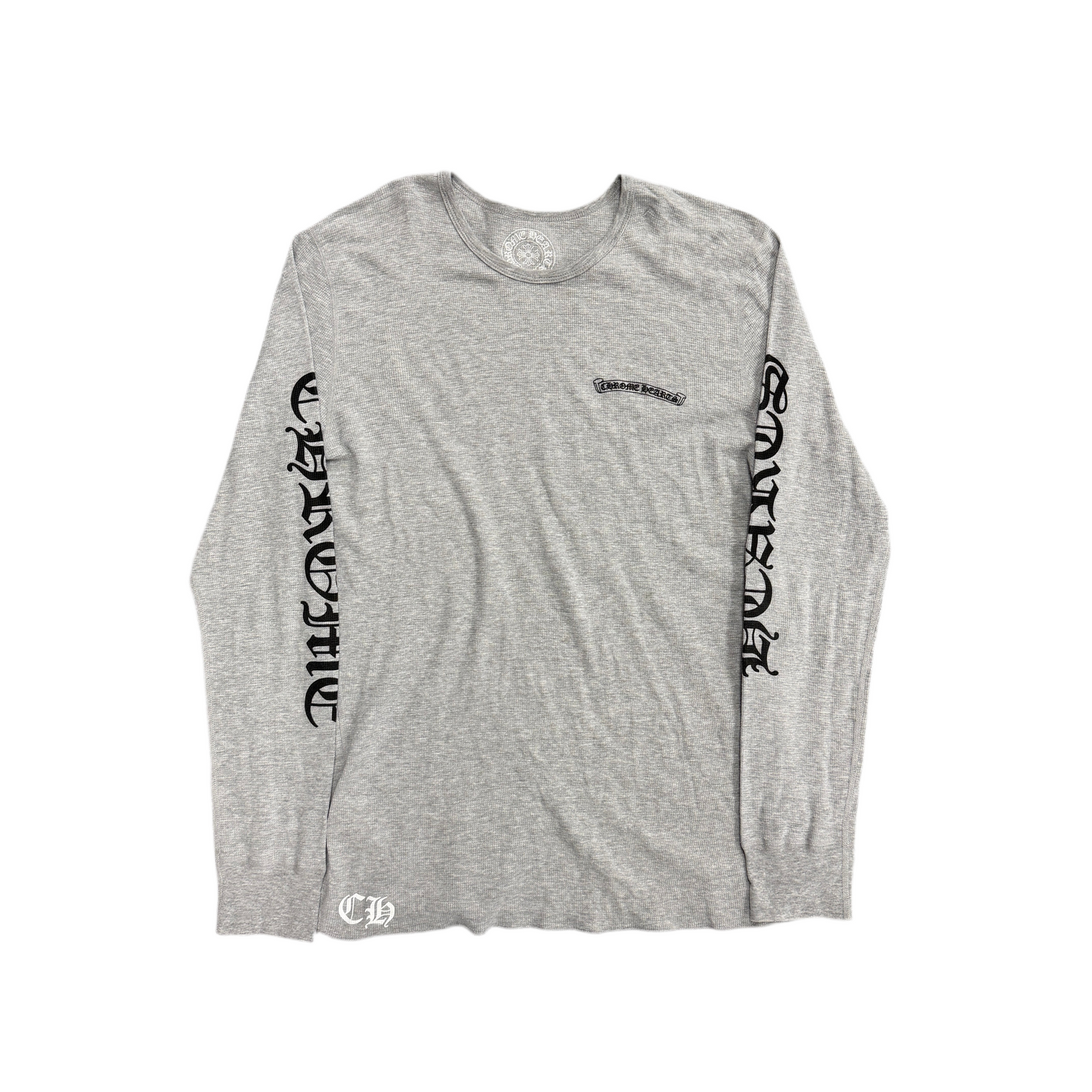 Chrome Hearts Scroll Logo Long Sleeve Thermal T-Shirt Grey