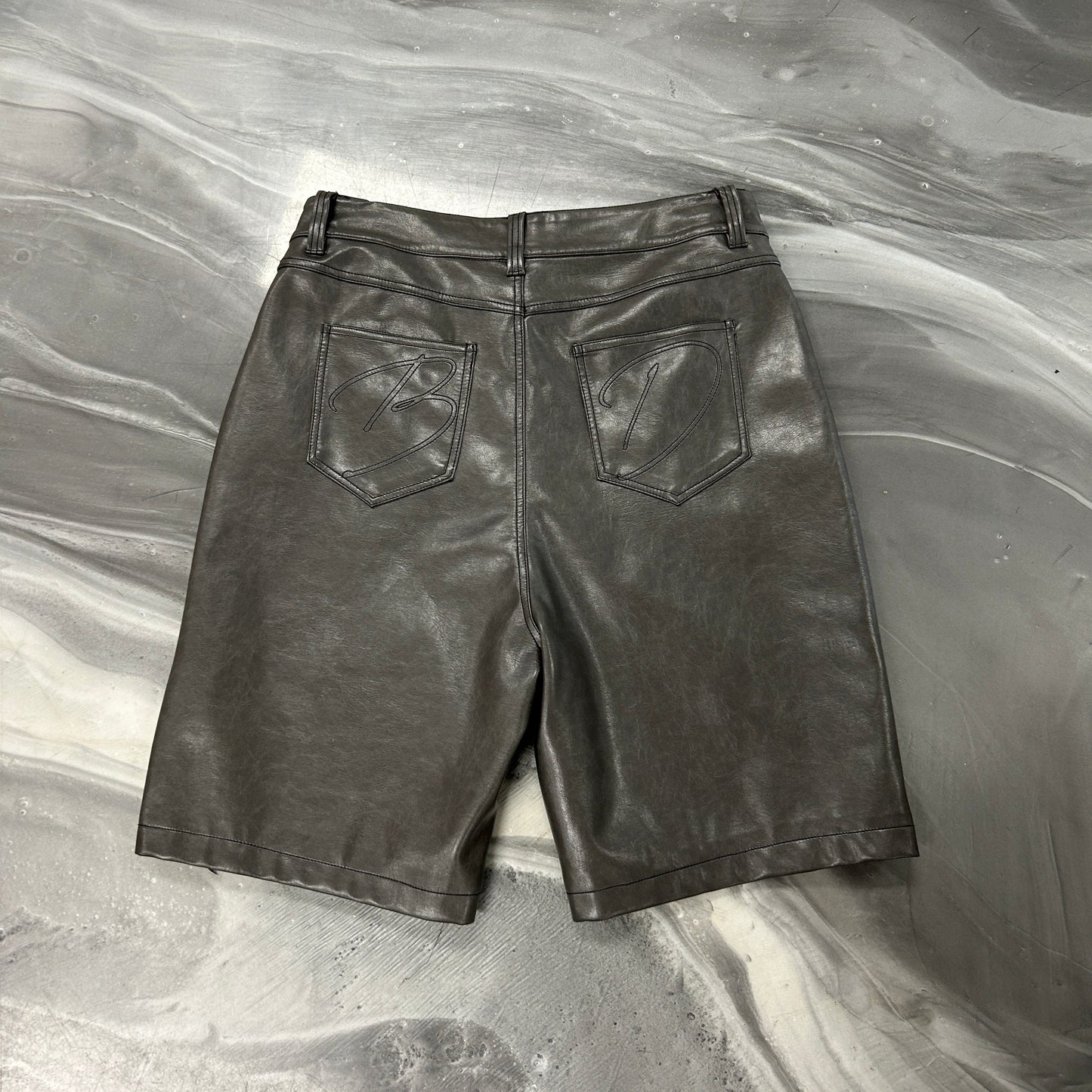 Bottega Desires Leather Shorts Grey