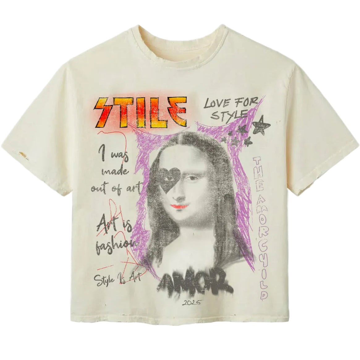 Stile De Amor Cream Monalisa Tee — front — Cold Shoulder Kicks Palm Beach