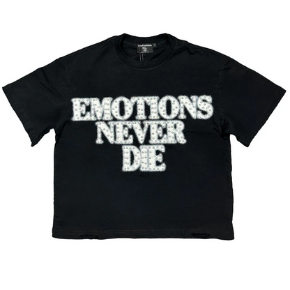 MIXED EMOTIONS END RHINESTONE TEE BLACK