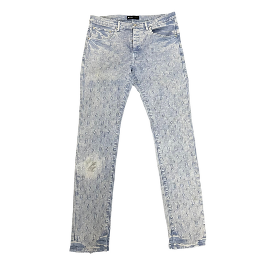 Purple Brand Allure-jacquard Monogram Denim Jeans - Blue