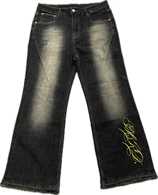 Third Eye Embroidered Denim Black