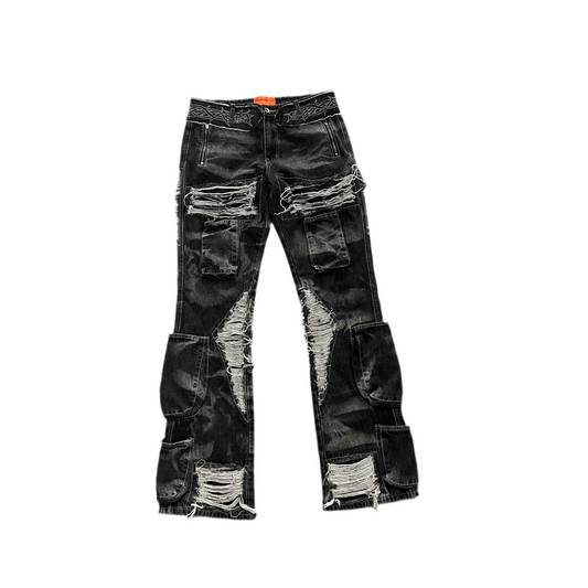 Who Decides War By MRDR BRVDO Black Thorned Pocket Jeans