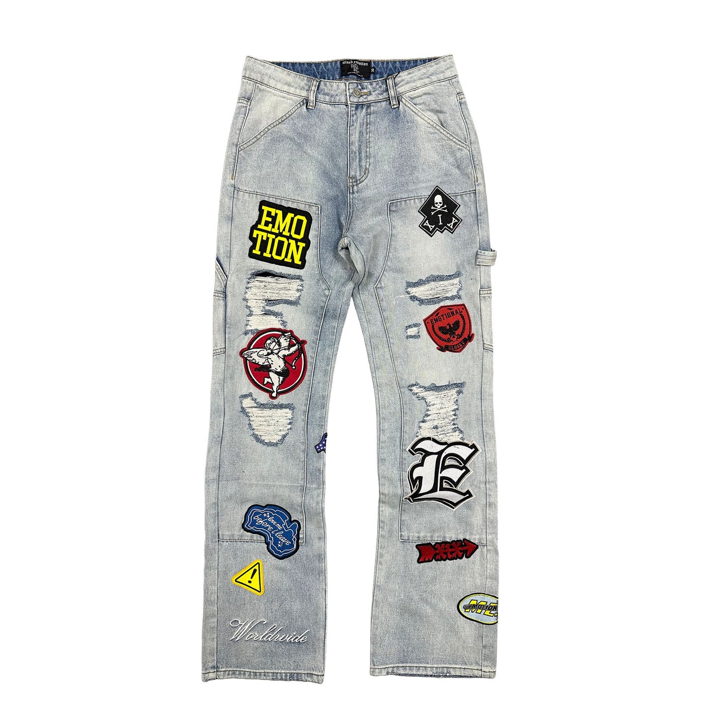 Mixed Emotions Blue Worker Patch Denim Jeans
