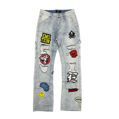 Mixed Emotions Blue Worker Patch Denim Jeans