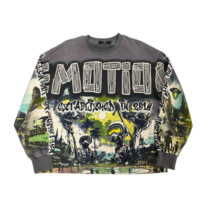 Mixed Emotion Grey UFO Long Sleeve Tee