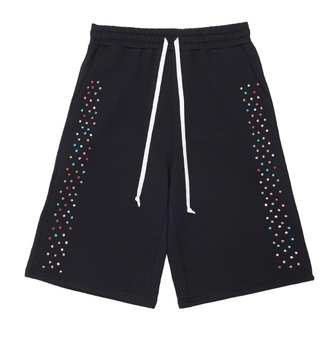 AZVA CRYSTAL CACTUS SWEAT SHORTS BLACK