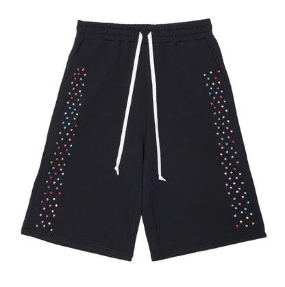 AZVA CRYSTAL CACTUS SWEAT SHORTS BLACK