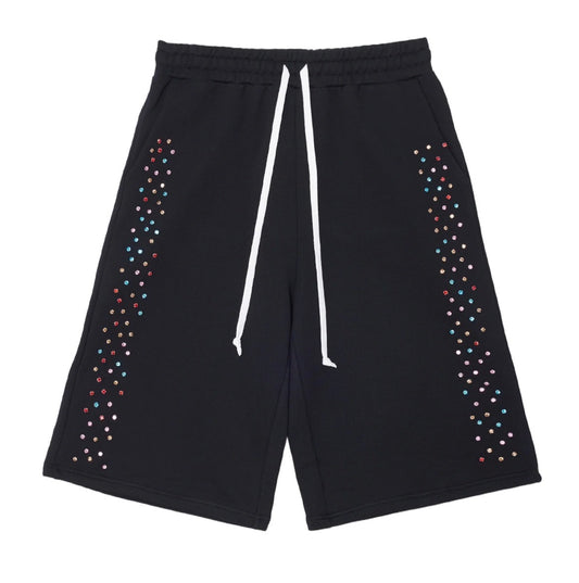 AZVA CRYSTAL CACTUS SWEAT SHORTS BLACK