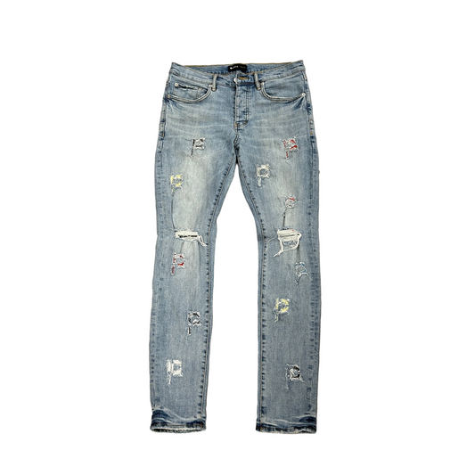 Purple Brand P001 P Bandanna Patch Blue Denim