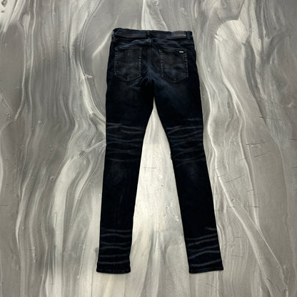 Amiri Broken Aged Black Knee Cut Slim Denim Jeans