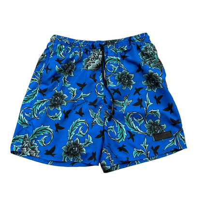 Givenchy Silk Printed Shorts Blue