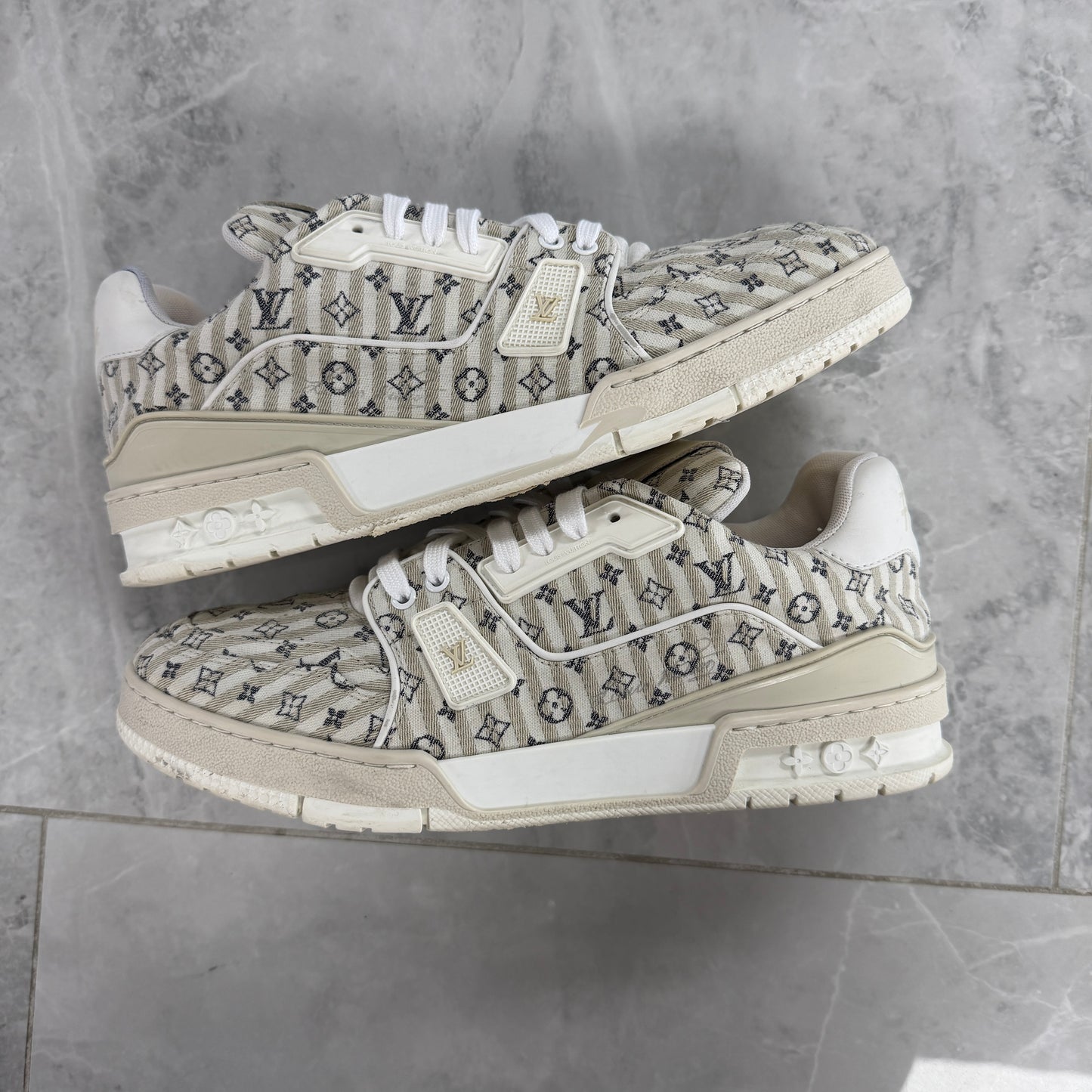 Louis Vuitton Mini Monogram Stripe Trainer Sneaker (Used)(No Box)