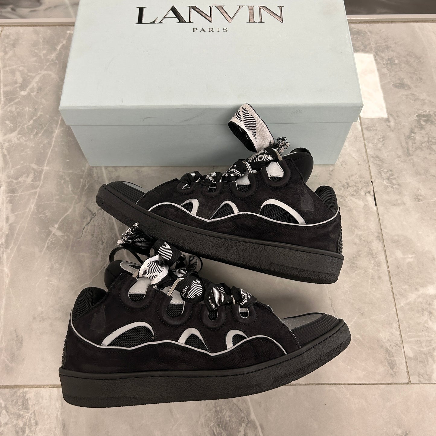 Lanvin Curb Sneakers 'Black Grey' (USED)