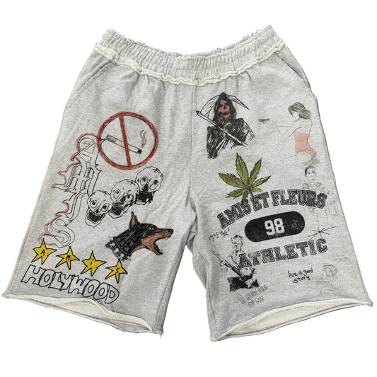 Amis Et Fleurs Sketchbook 3.0 Sweat Shorts Heather Grey