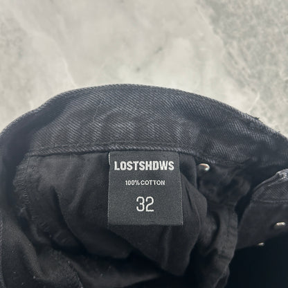 LostShdws Embossed Denim Pants Black