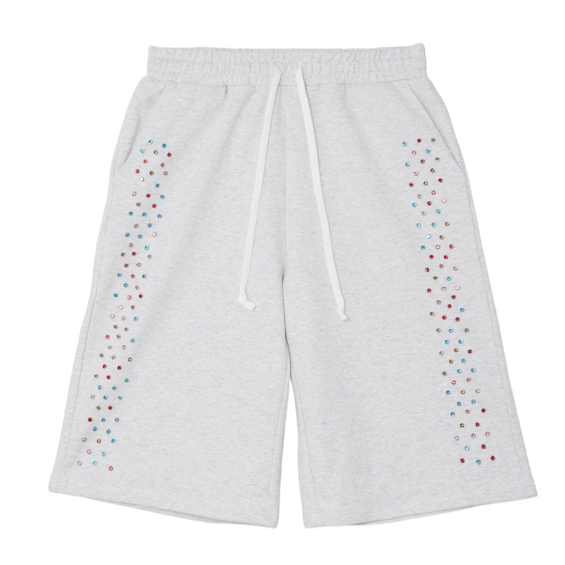 AZVA CRYSTAL CACTUS SWEAT SHORTS GREY