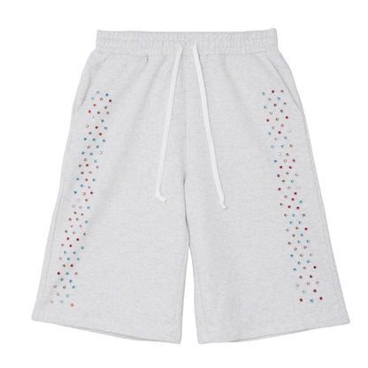AZVA CRYSTAL CACTUS SWEAT SHORTS GREY