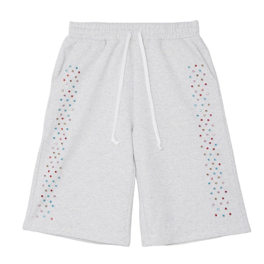 AZVA CRYSTAL CACTUS SWEAT SHORTS GREY