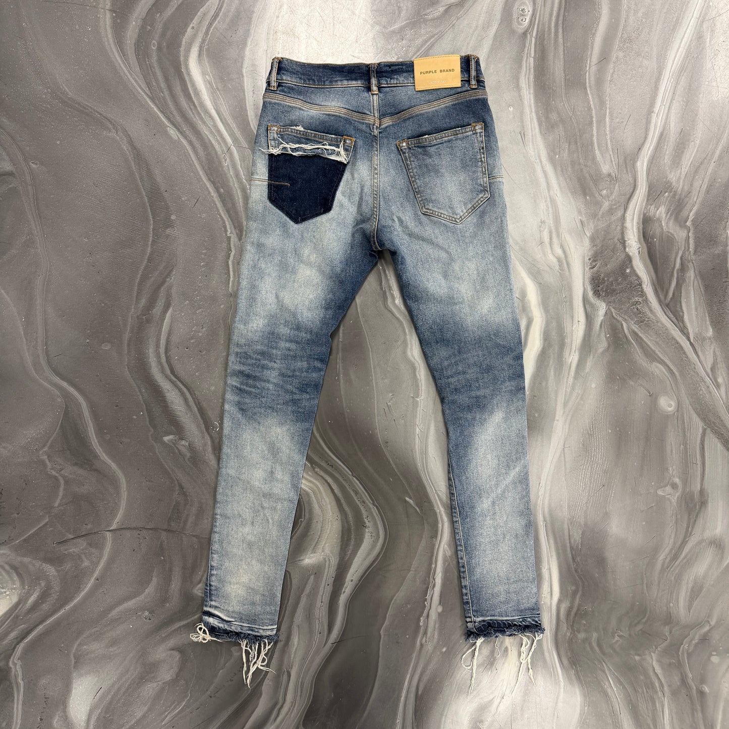 Purple Brand Limited Edition P001 Made In Italy Distressed Blue Denim Jeans