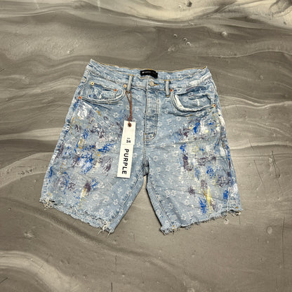 Purple Brand Paint Over Light Bleach Jacquard Monogram Shorts