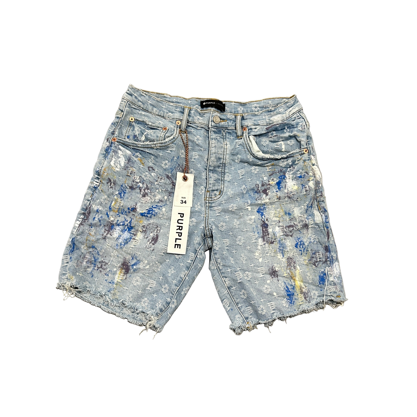 Purple Brand Paint Over Light Bleach Jacquard Monogram Shorts