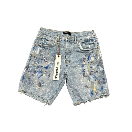 Purple Brand Paint Over Light Bleach Jacquard Monogram Shorts