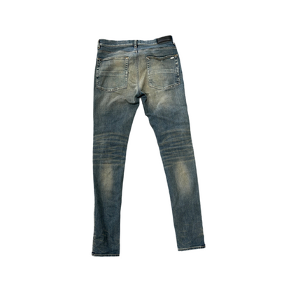 Amiri MX1 Distressed Indigo Blue Plaid