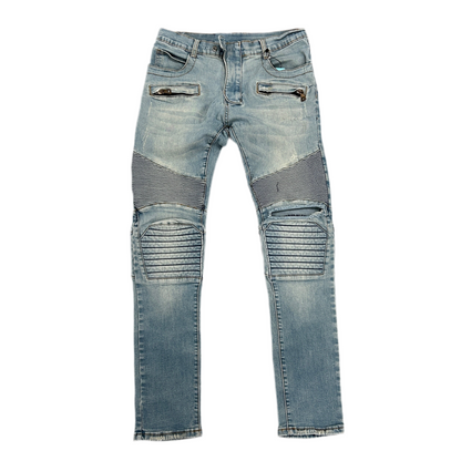 Balmain Moto Blue Jeans