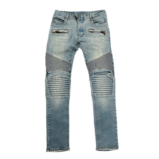Balmain Moto Blue Jeans