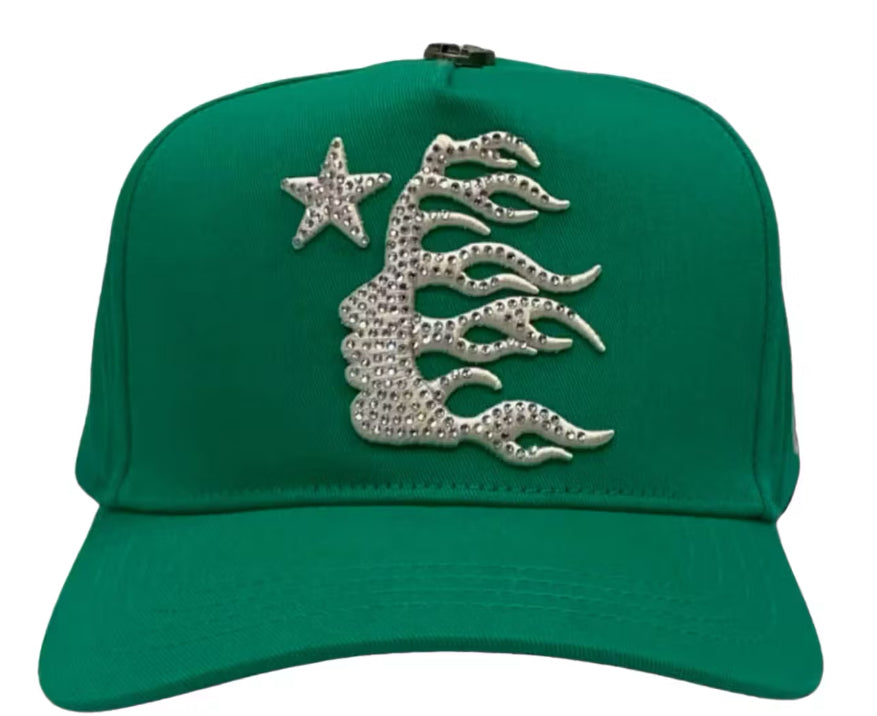 Hellstar OG Logo Rhinestone Cap Green