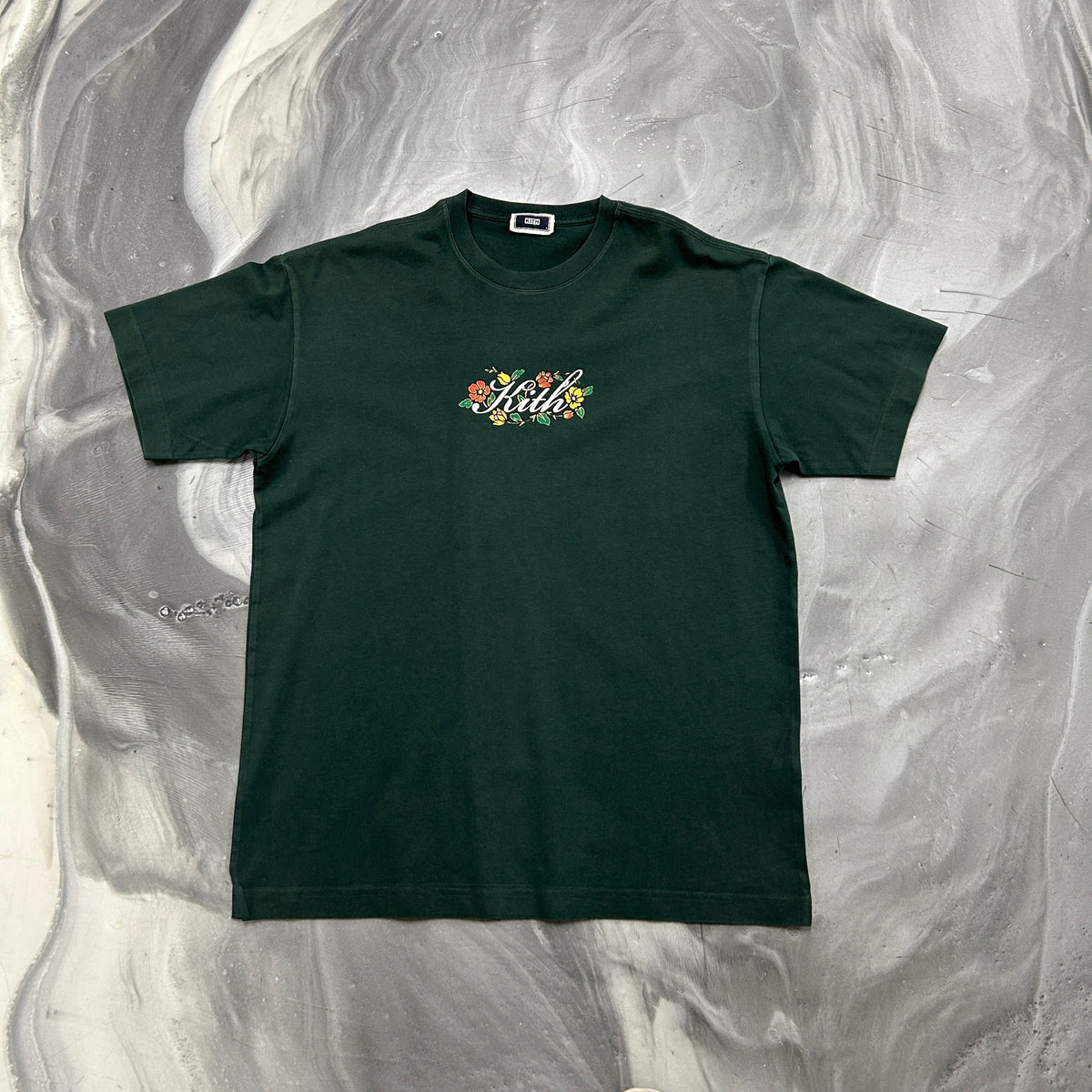 Kith Floral Script Tee Green