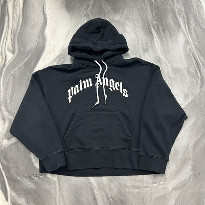Palm Angels Black Curved Logo Hoodie