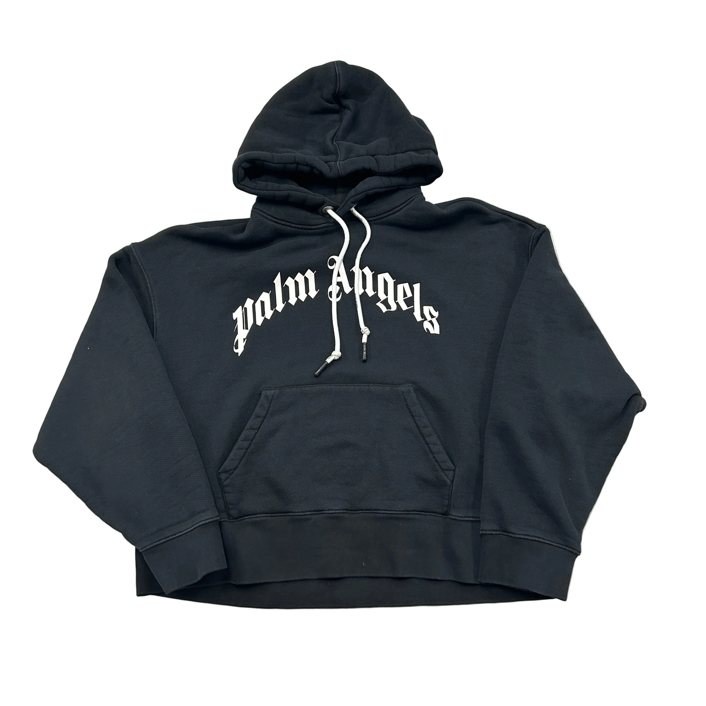 Palm Angels Black Curved Logo Hoodie