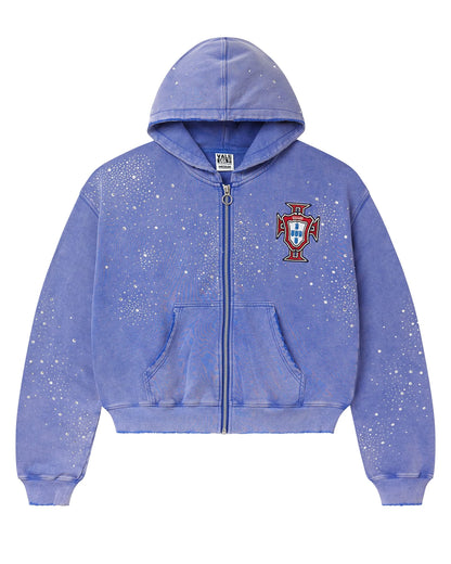 VALE FOREVER SEA CLUSTER ZIP UP HOODIE BLUE