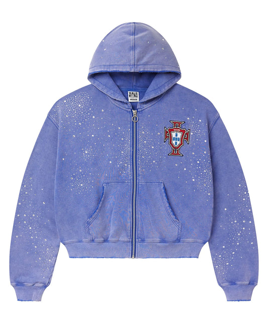 VALE FOREVER SEA CLUSTER ZIP UP HOODIE BLUE