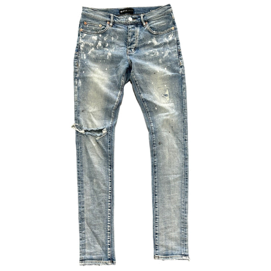 Purple P001 Paint Splatter Blue Skinny Jeans
