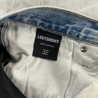 LostShdws Embossed Denim Pants Blue