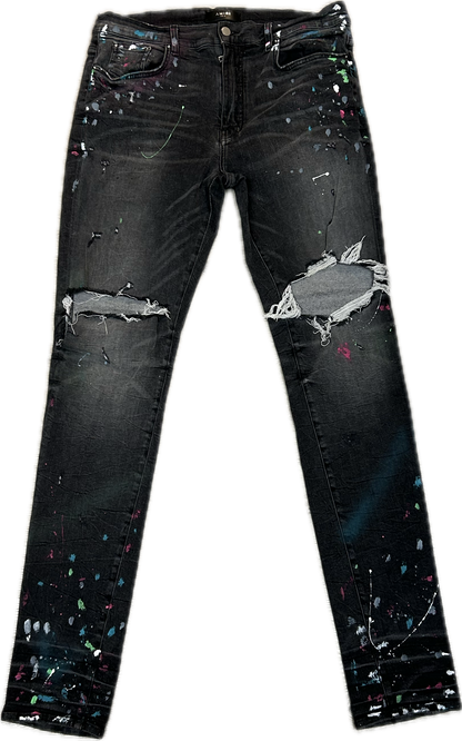 Amiri Black Paint Splatter Jeans