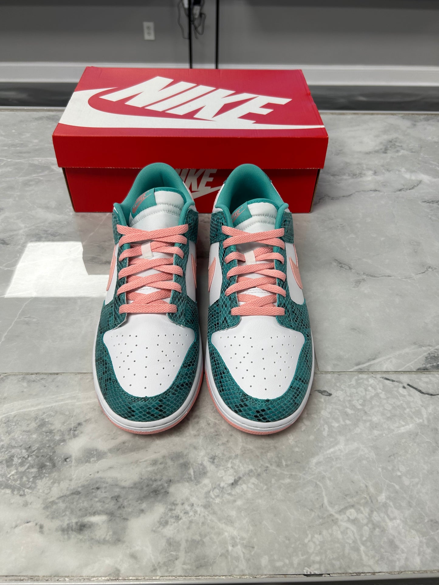 Nike Dunk Low Snakeskin Washed Teal Bleached Coral (USED)